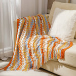 Retro Chevron Knit Throw Blanket