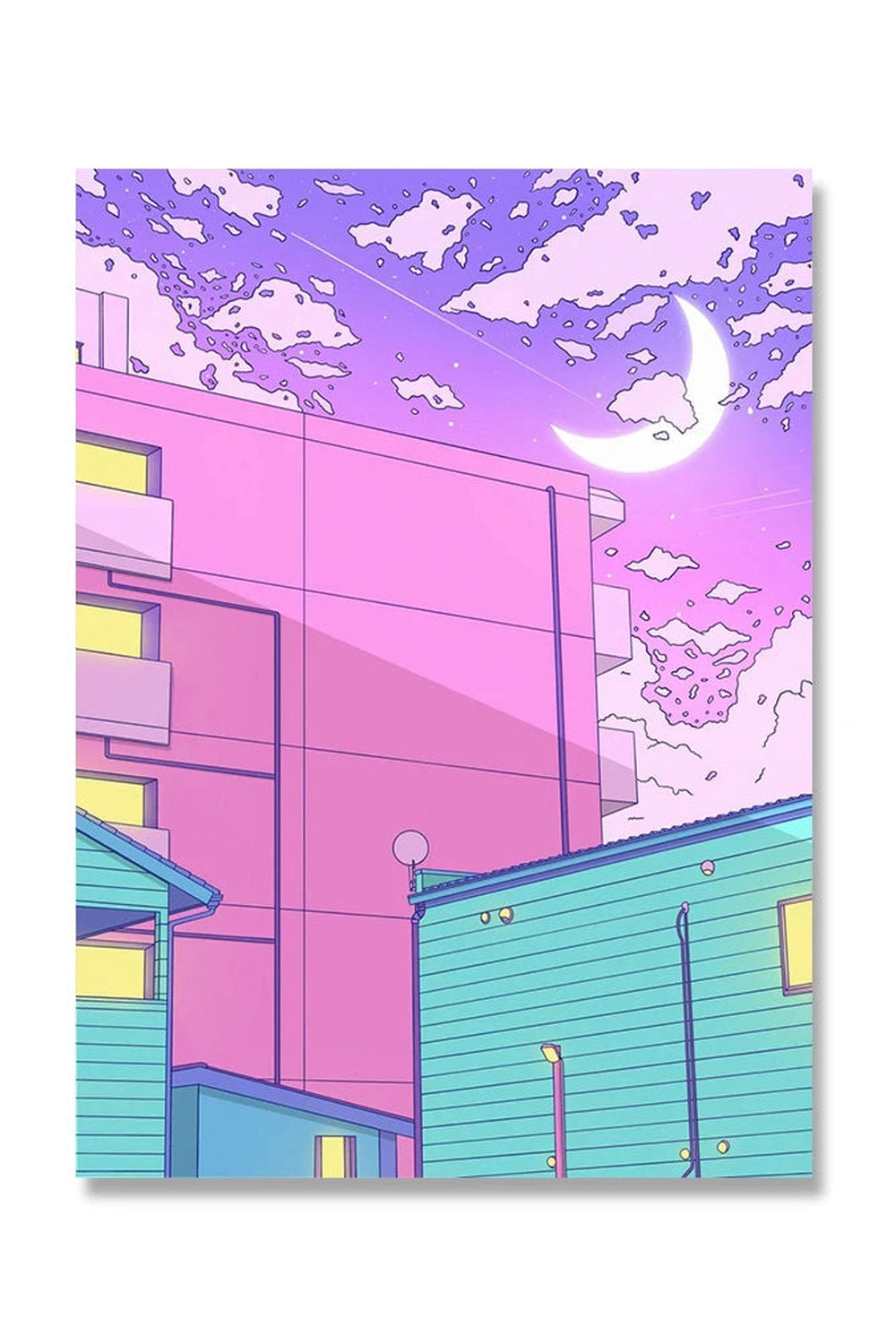 Japan City Night Canvas Poster