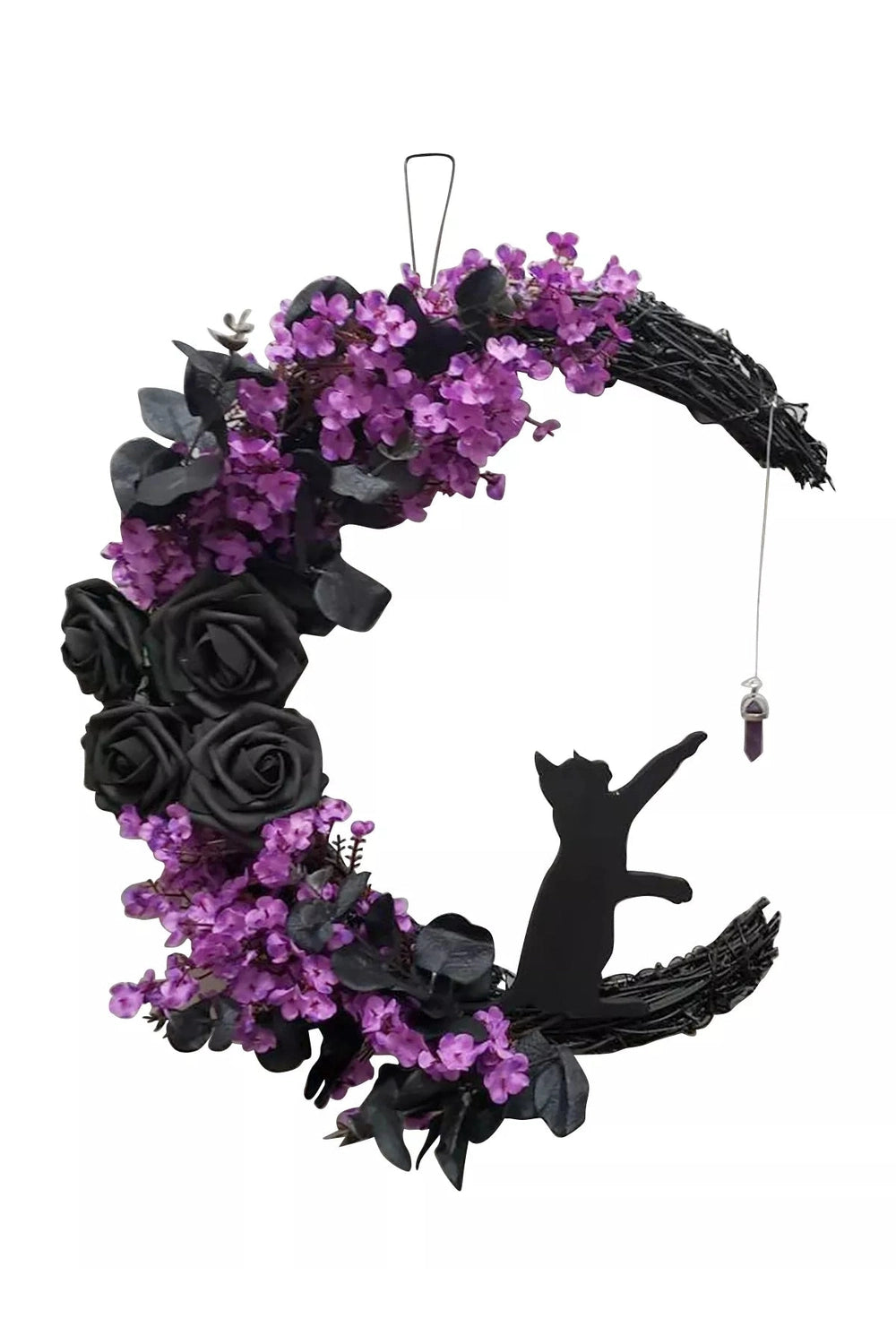 Moon Black Cats Door Wreath