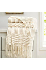 Cozy Cream Fringe Throw Blanket