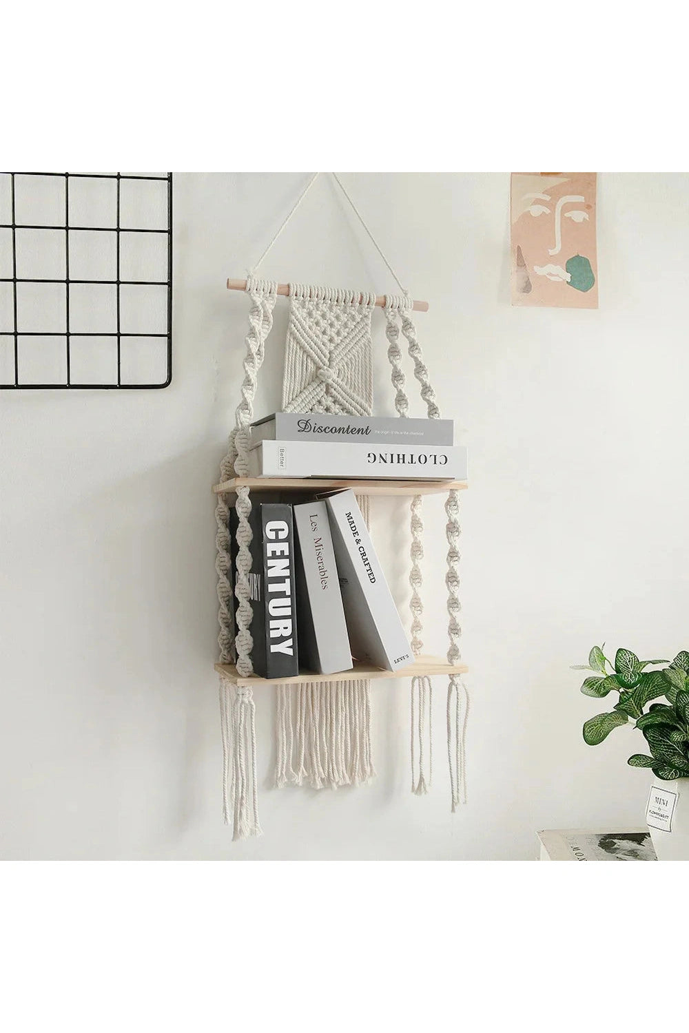 Macrame Wall Hanging Shelf Boho Home Decor Shelves On Wall Wood Decoration for Bedroom Living Room Nursery Christamas Gift