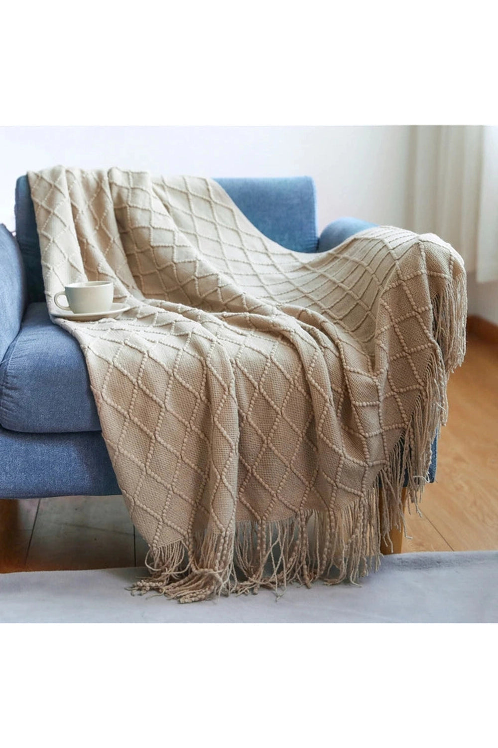 Cozy Diamond Knit Throw Blanket