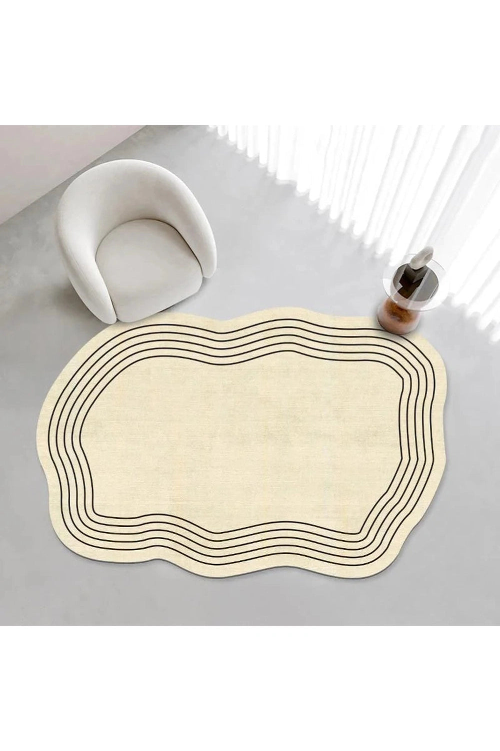 Cream Oval Soft Rug