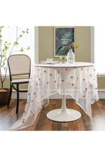 Floral Embroidered Sheer Tablecloth