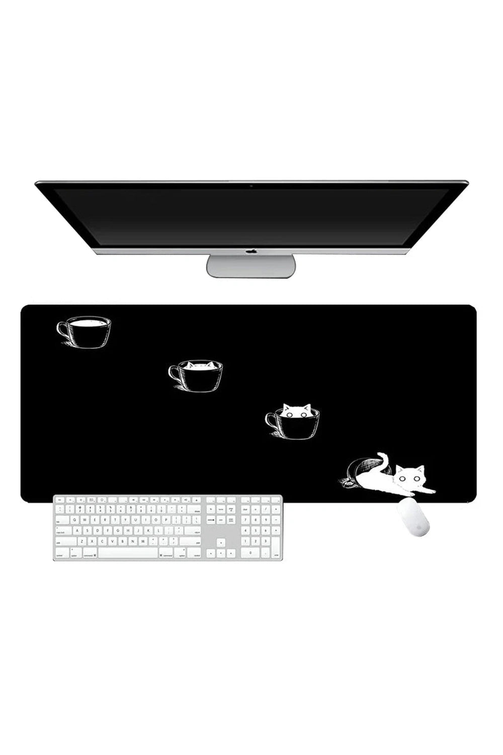 Black Kawaii Cat Deskmat