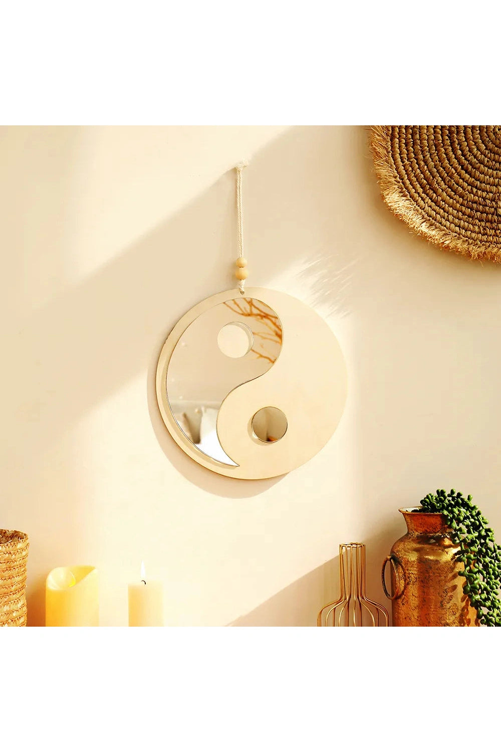 Yin Yang Boho Wooden Mirror