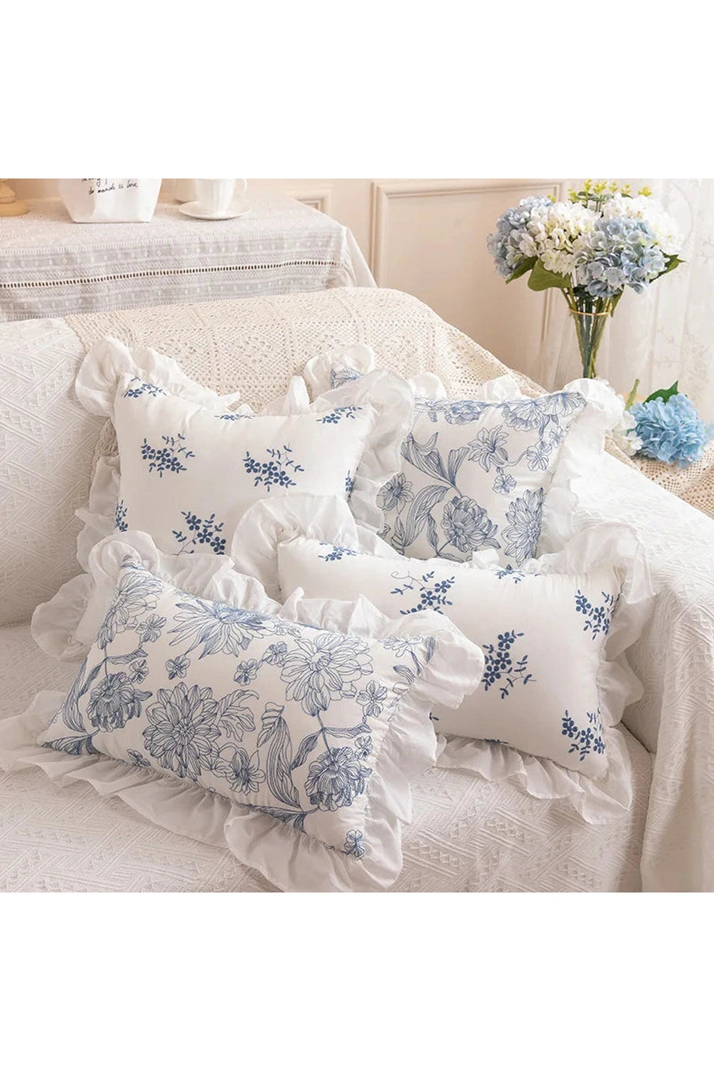 Pleated Lace Embroidered Pillow Case