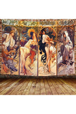 Art Nouveau Lady Tapestry Medieval Optimized Style Tapestries Artwork Wall Hanging Retro Paris Nouveau Vineyard Flirt Home Decor