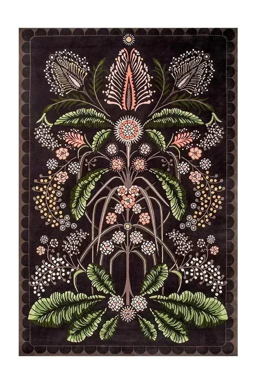 Midnight Bloom Botanical Rug