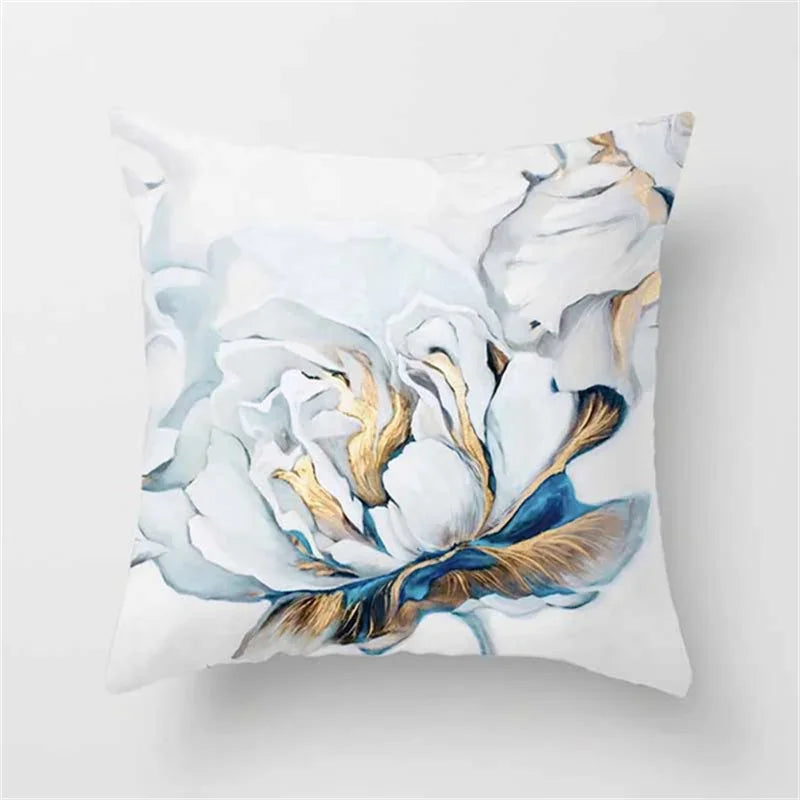 Blue Floral Square Pillow Case