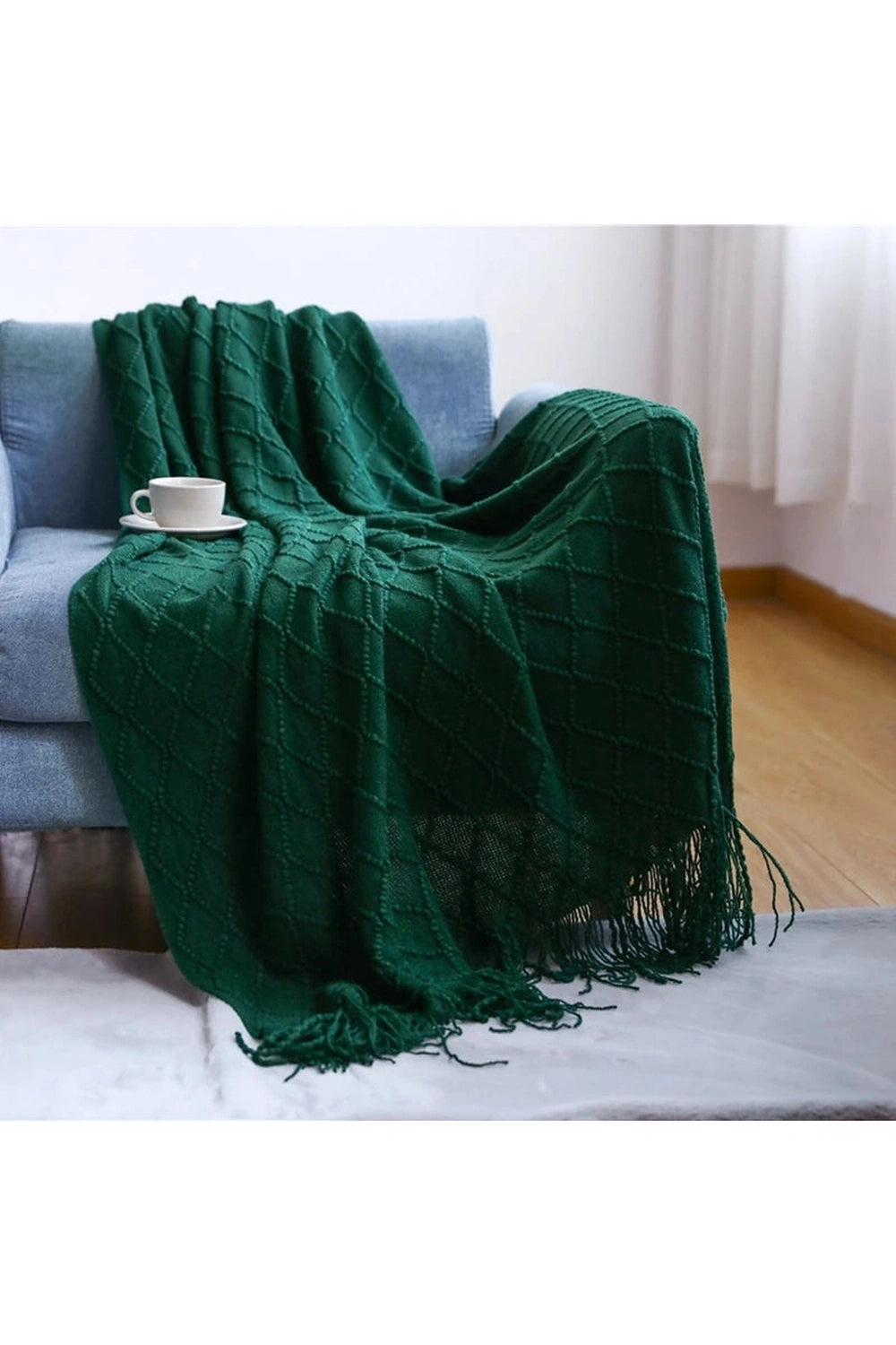 Cozy Diamond Knit Throw Blanket