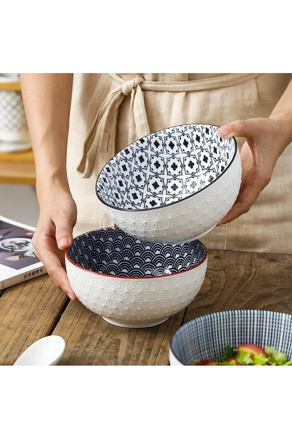 Geometric Harmony Ceramic Bowls