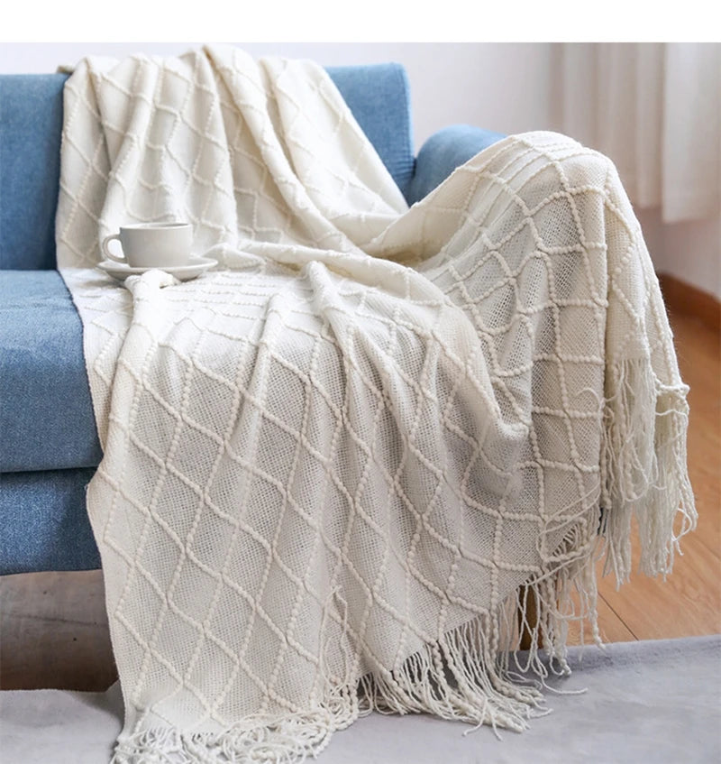 Blush Cozy Knit Throw Blanket