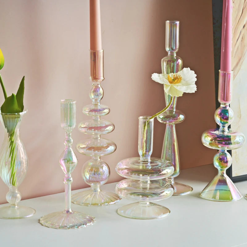 Coquette Iridescent Candle Holders