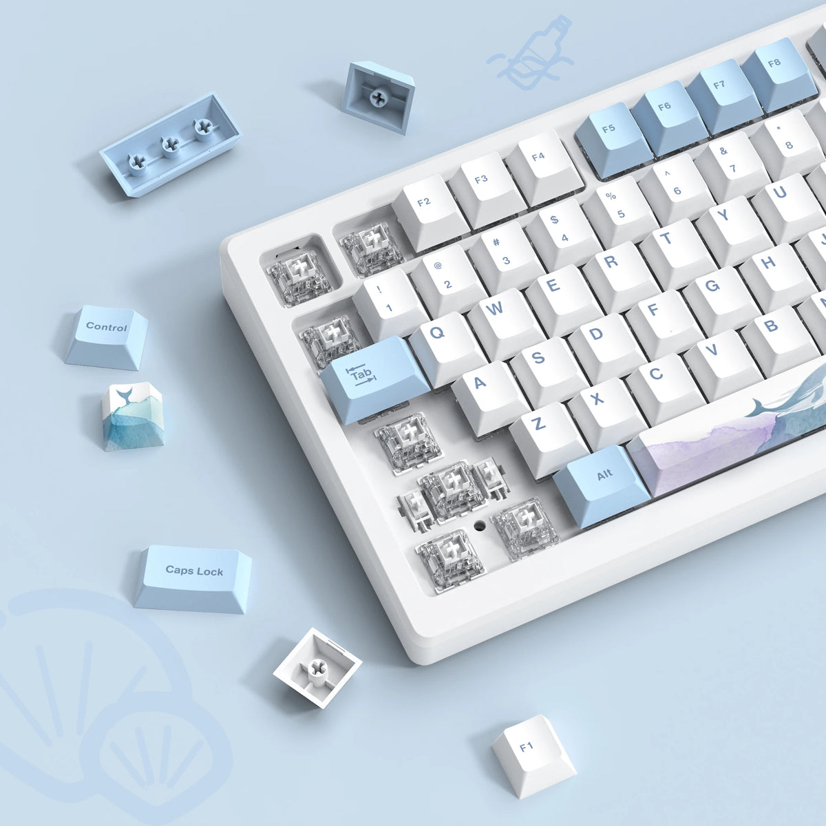 Ocean Whale Blue Keycaps