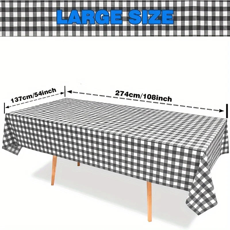 2PCS/4PCS,Plaid Tablecloths for Outdoor Picnic,Birthday Party,Room Decoration,Red and White,Black and White