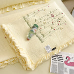 Pastel Meadow Embroidered Throw Blanket