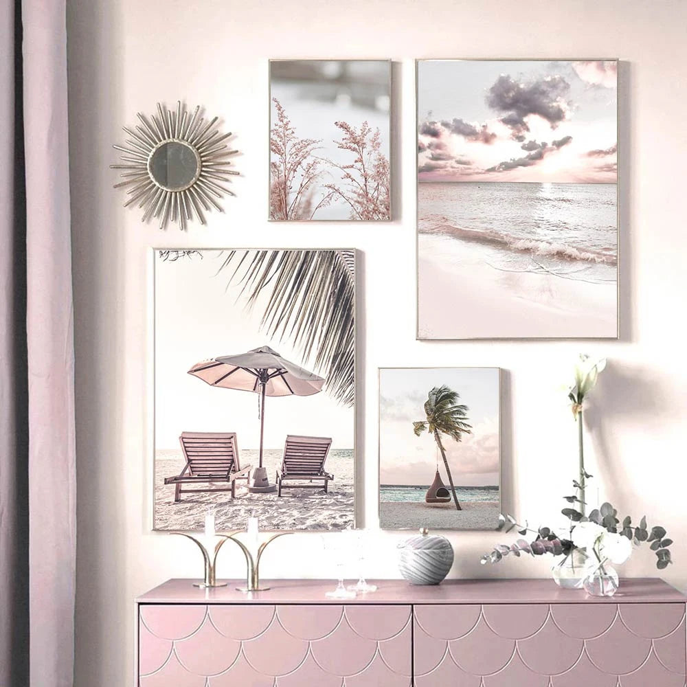 Pink Seascape Canvas Poster