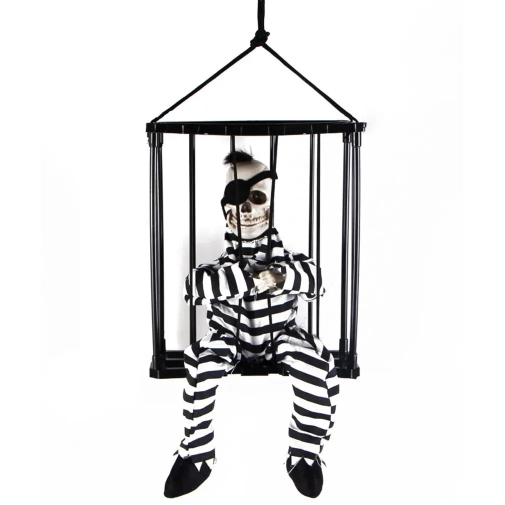 Caged Skeleton Prisoner LED Decor