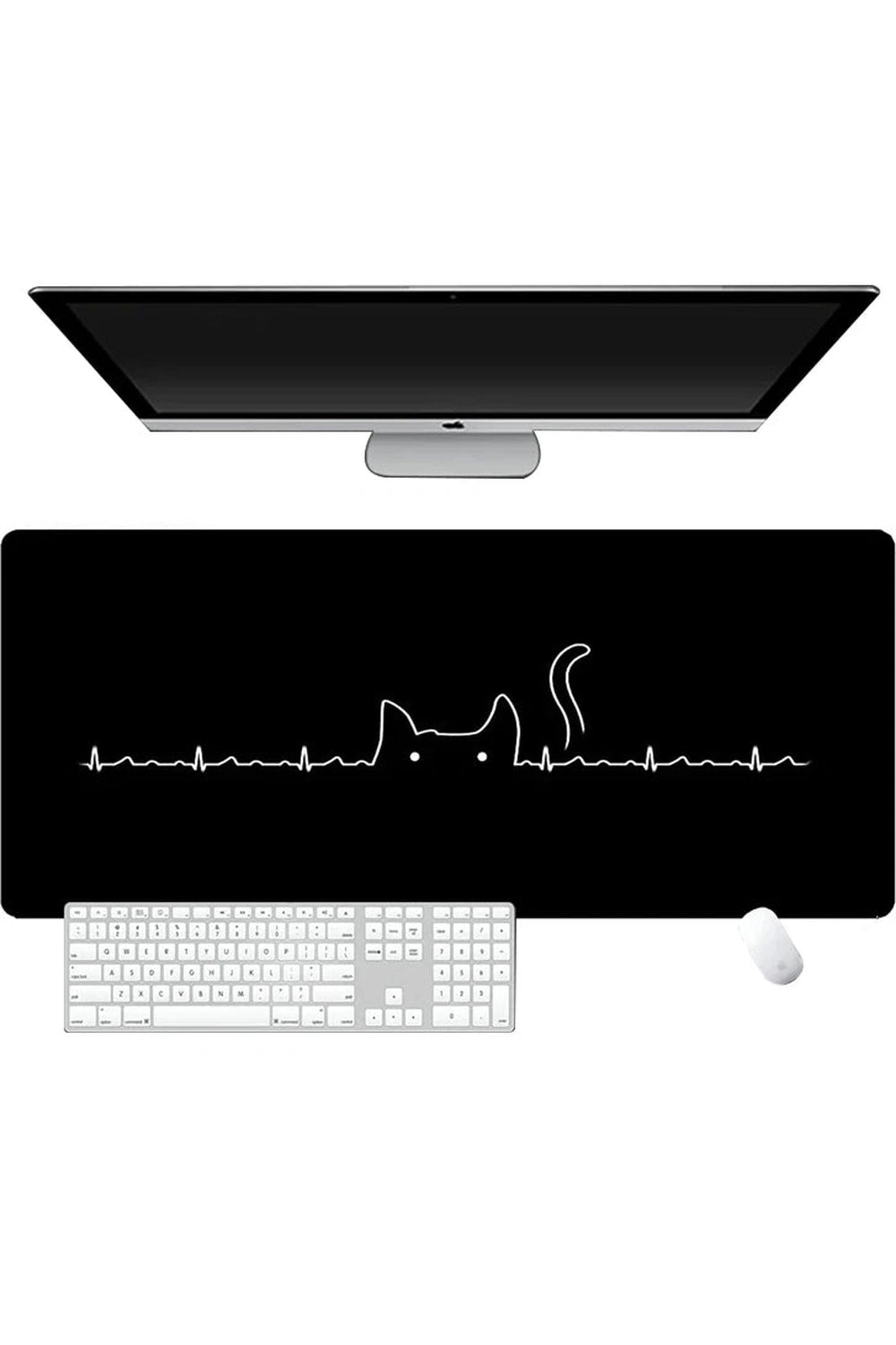 Black Kawaii Cat Deskmat