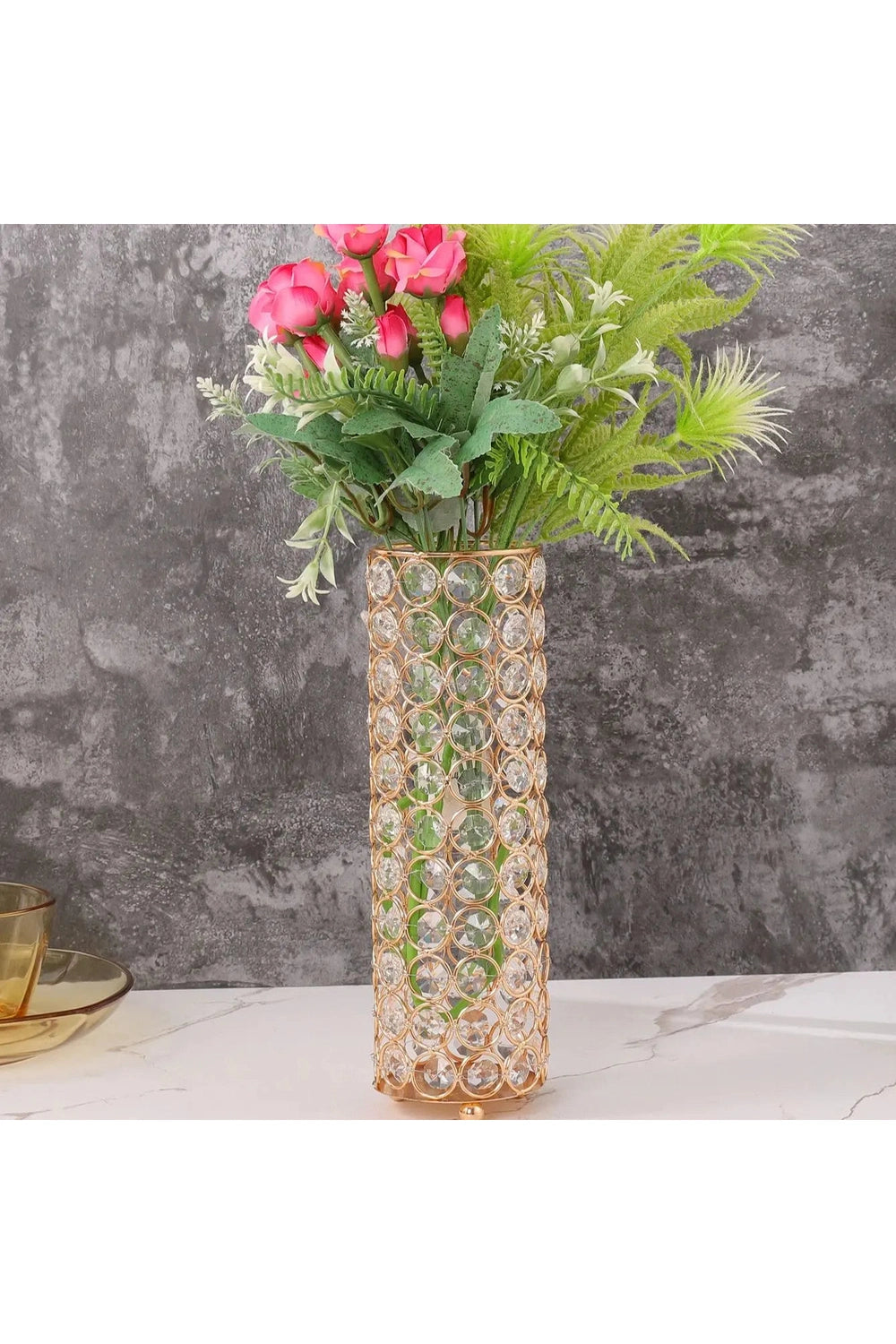 Crystal Gold Floral Vase