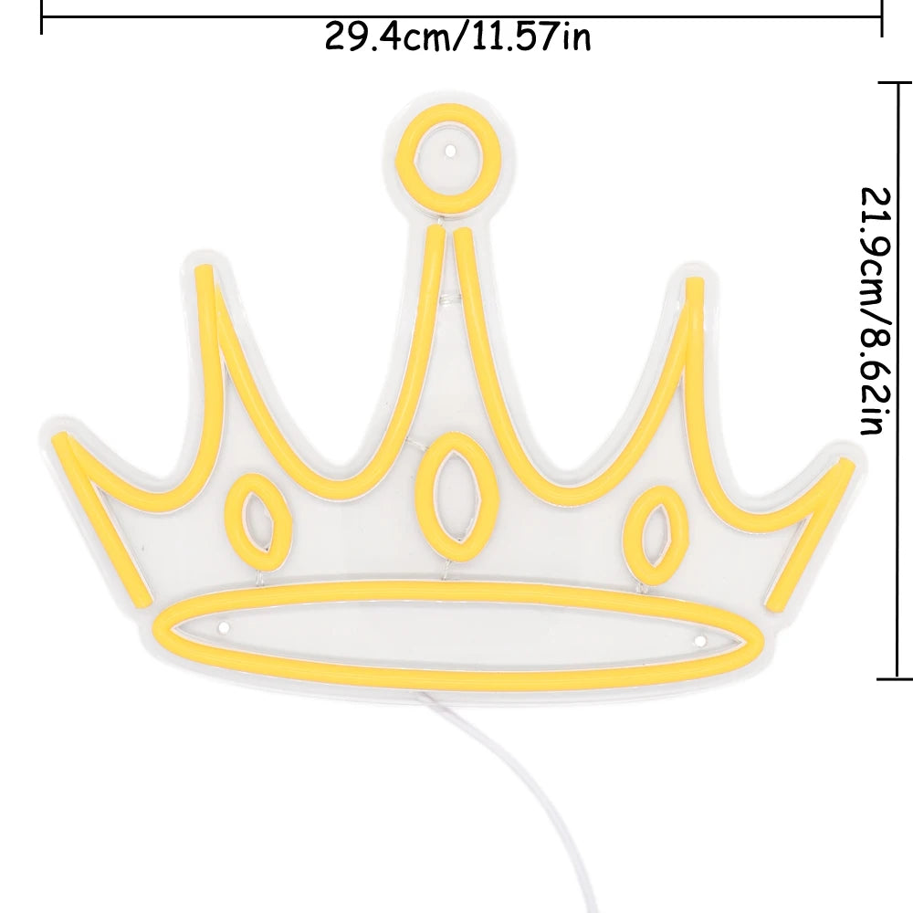 Letreros de neón de corona amarilla