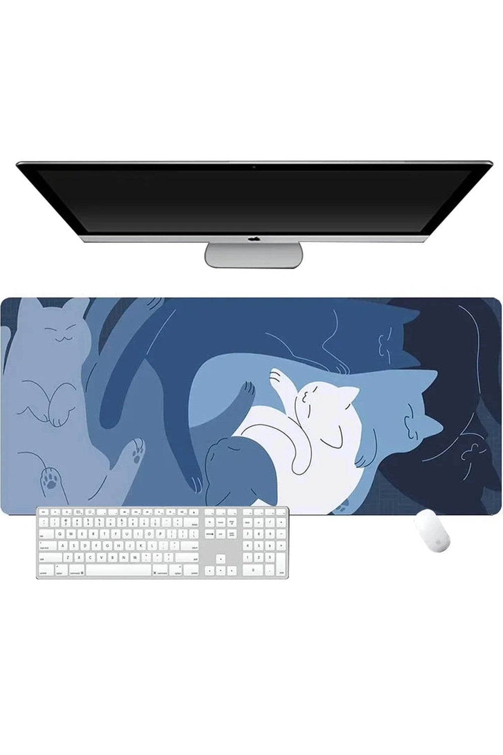 Black Kawaii Cat Deskmat