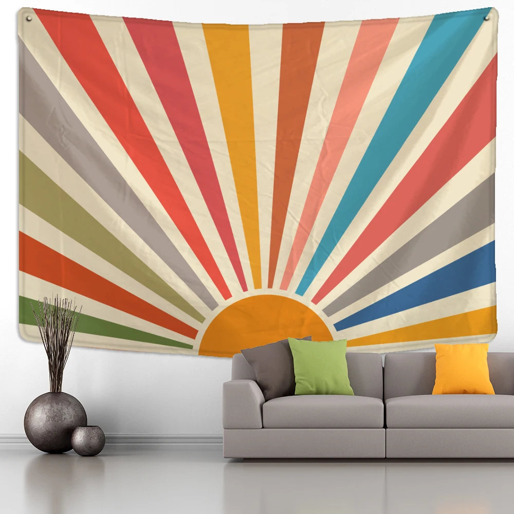 Bold Retro Sunrise Tapestry