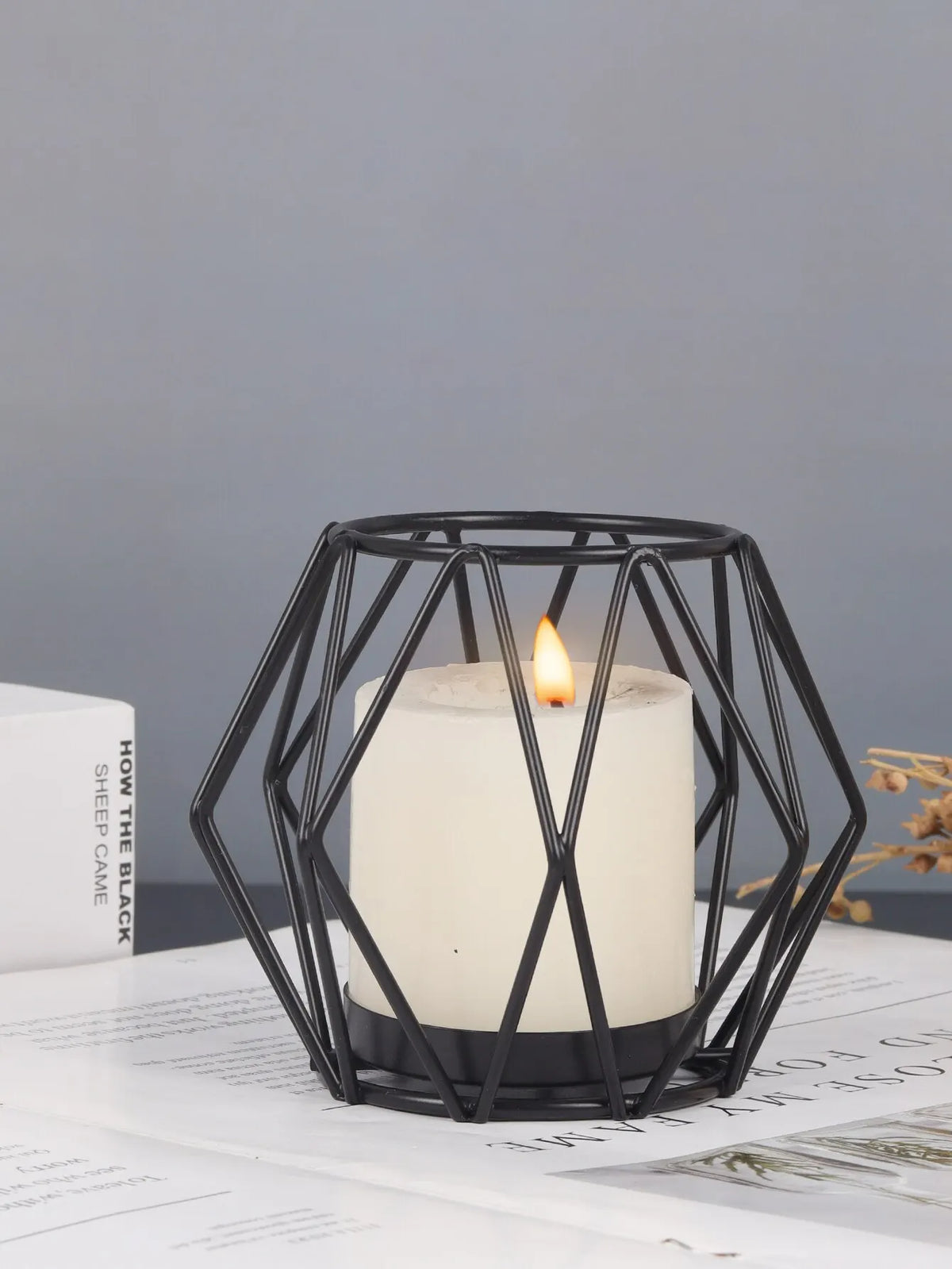 Noir Prism Wire Candle Holders