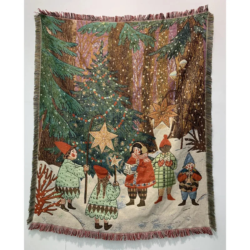 Vintage Christmas Tree Throw Blanket