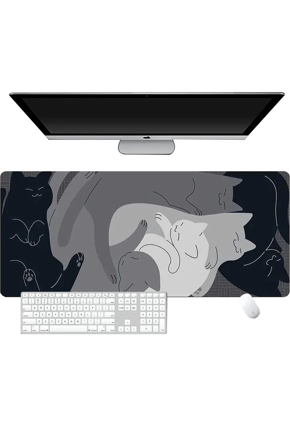 Black Kawaii Cat Deskmat