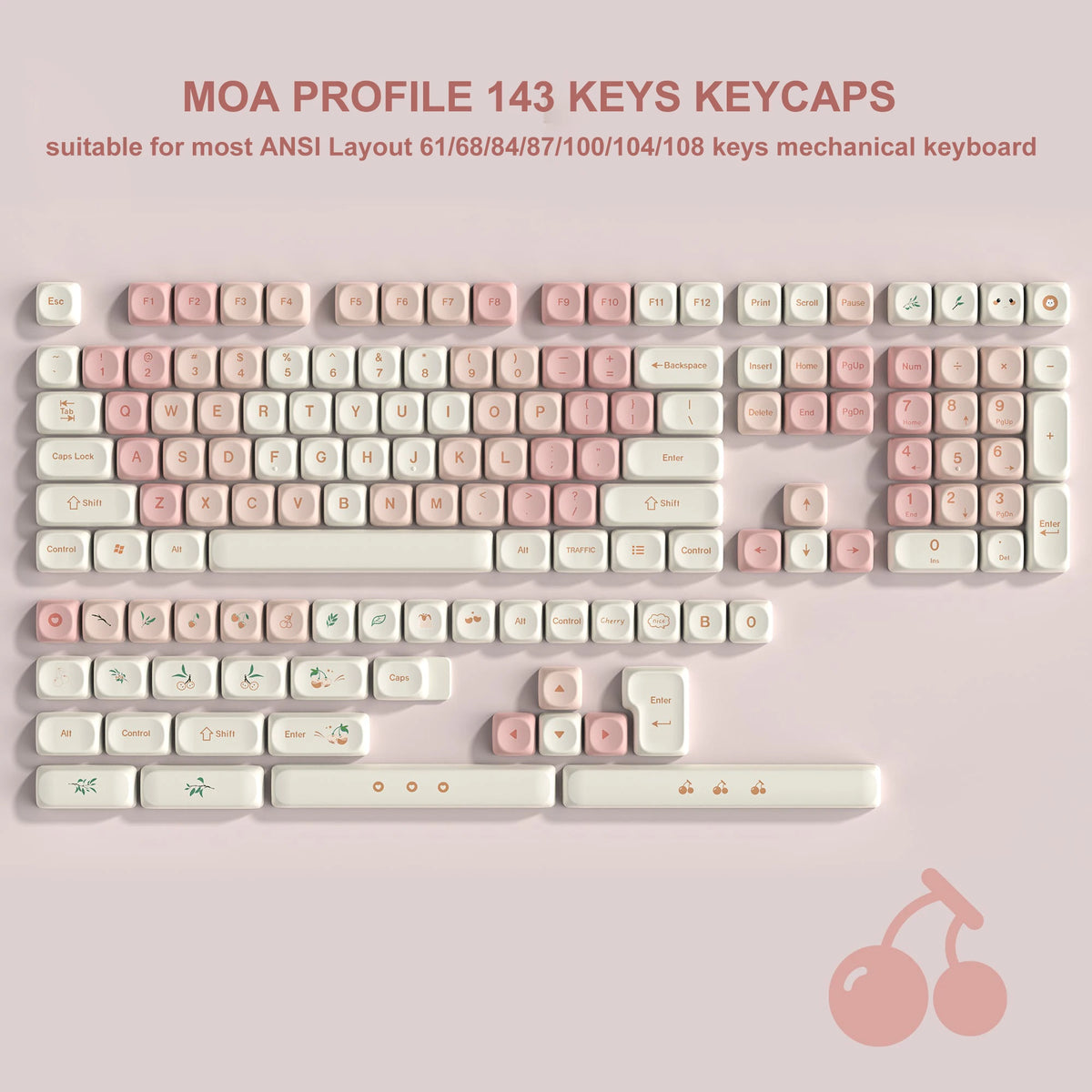 Pink Cherry Custom Keycaps