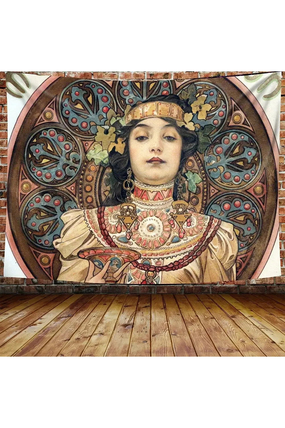 Art Nouveau Lady Tapestry Medieval Optimized Style Tapestries Artwork Wall Hanging Retro Paris Nouveau Vineyard Flirt Home Decor