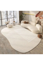 Cream Oval Soft Rug