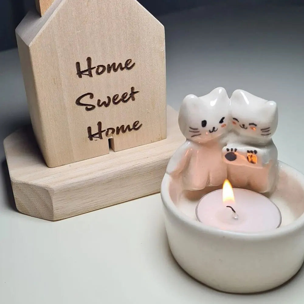 Cozy Kitty Hug Candle Holder