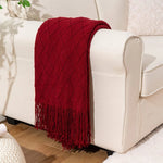 Crimson Diamond Fringe Blanket