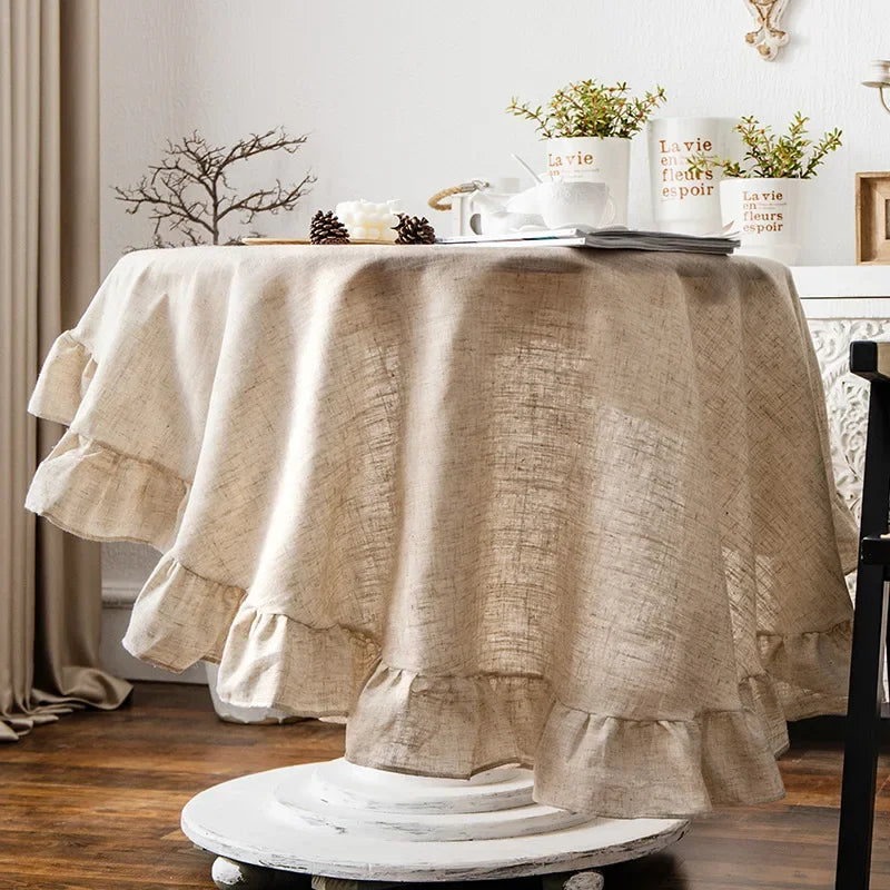 Vintage Charm Ruffled Tablecloth