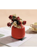 Rosy Charm Ribbed Vase