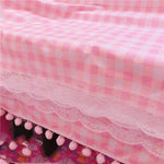 Pink Gingham Lace Tablecloth