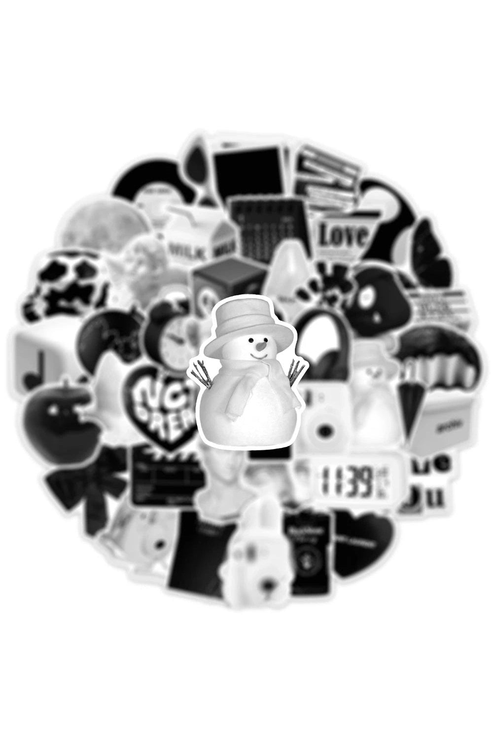 Simple Black White Cartoon Stickers