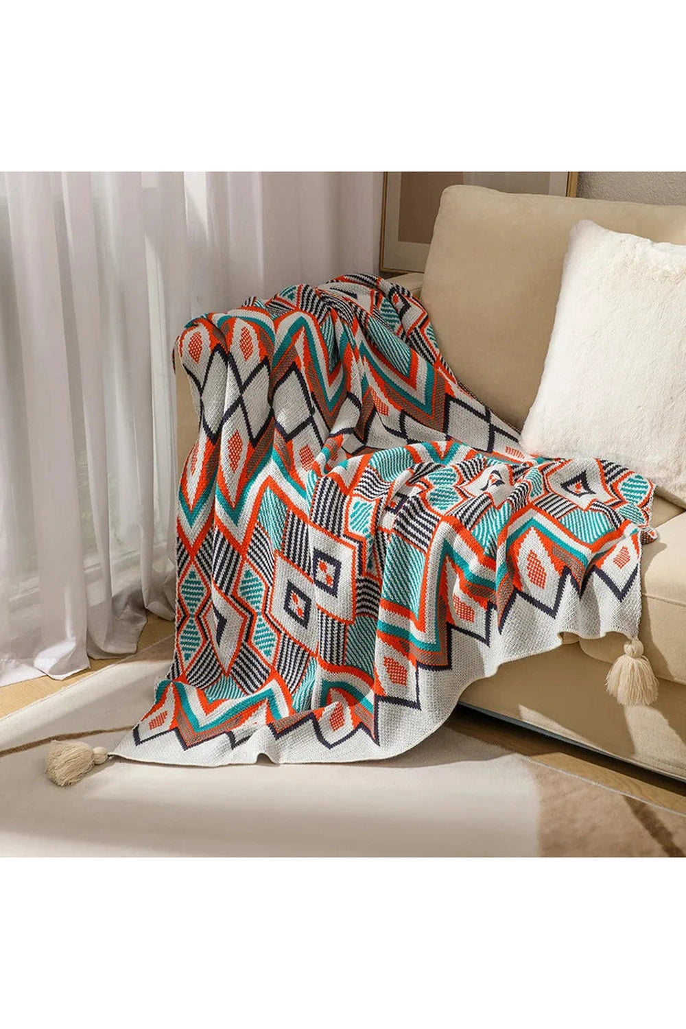 Fall Decor Cozy Chevron Knit Blankets