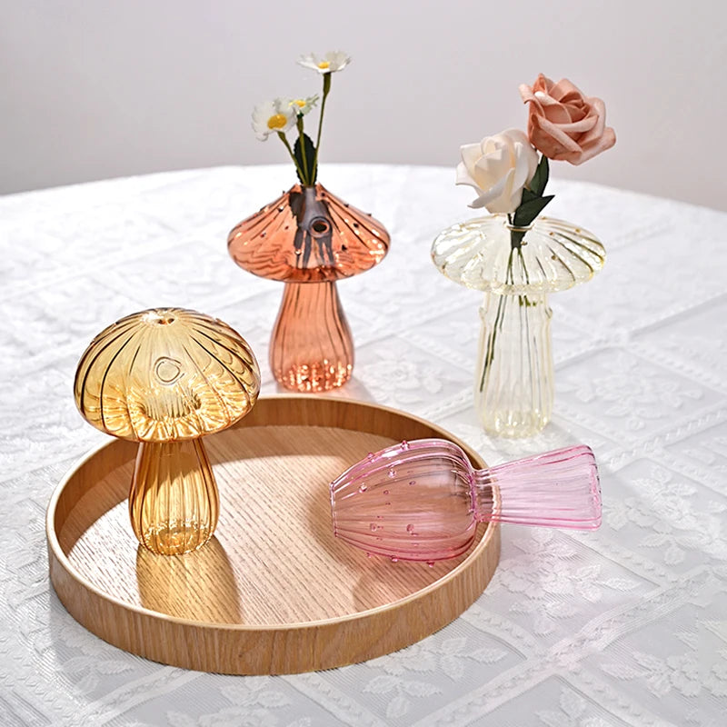 Whimsical Mushroom Glass Vases