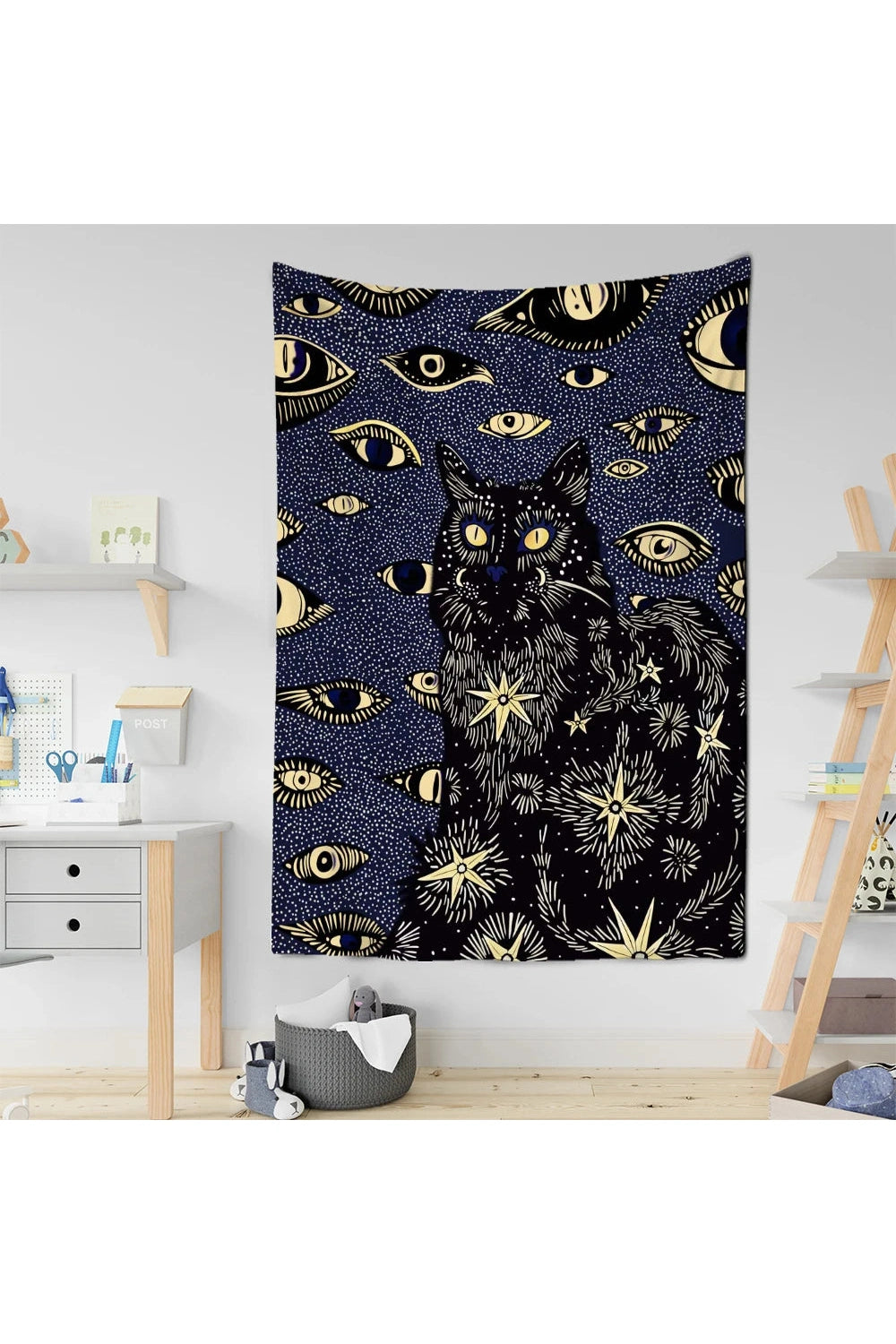 Mystical Midnight Cat Tapestry