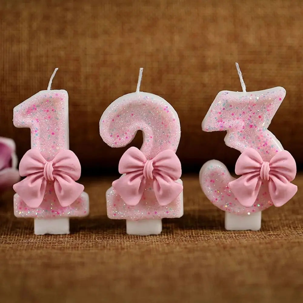 Coquette Bow Princess Number Candles