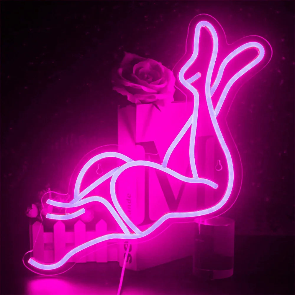 Pink Lady Wine Neon Sign