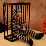 Caged Skeleton Prisoner LED Decor