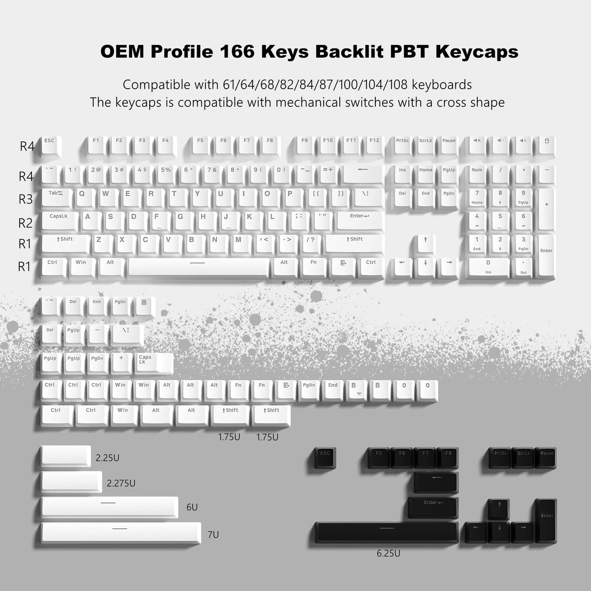 Black White ISA Keycaps