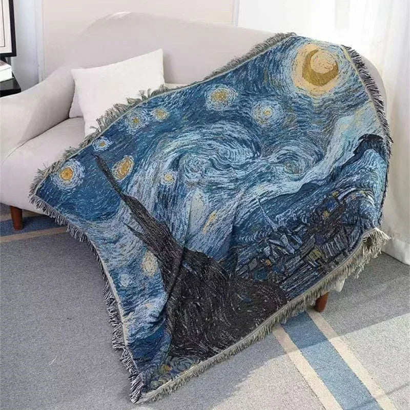 Van Gogh-Inspired Starry Night Art Blanket