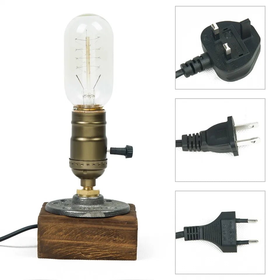 Vintage Tischlampe mit Edison-Glühbirne