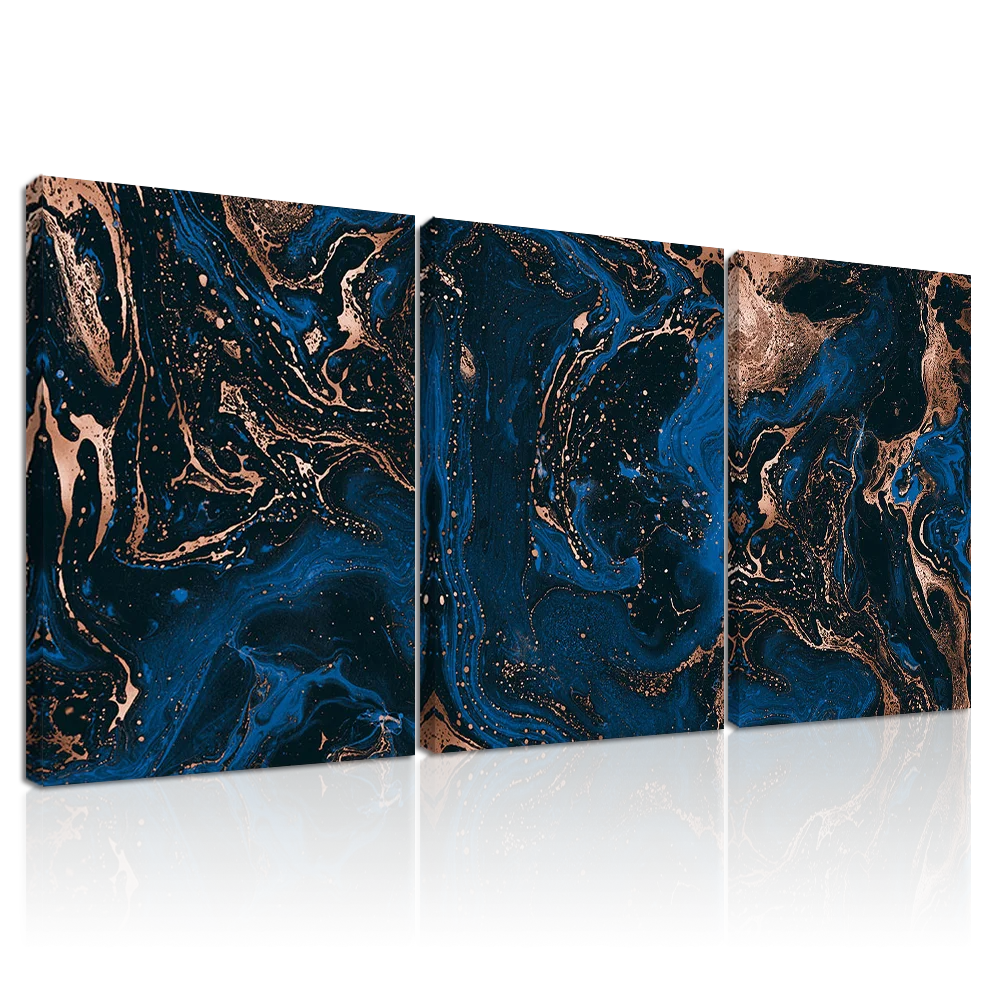 Blue Ink Marble Canvas Poster